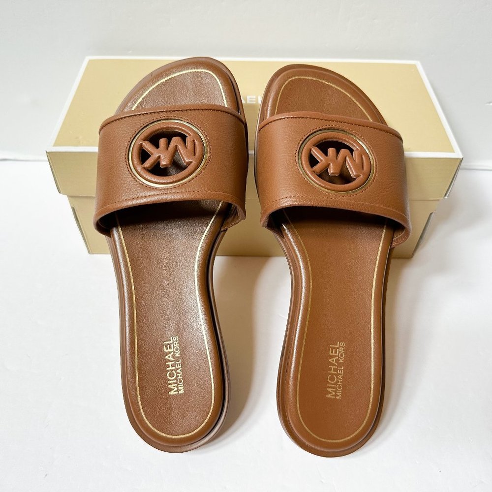 Deanna Cutout Leather Slide Sandal Size 7.5 M Brown